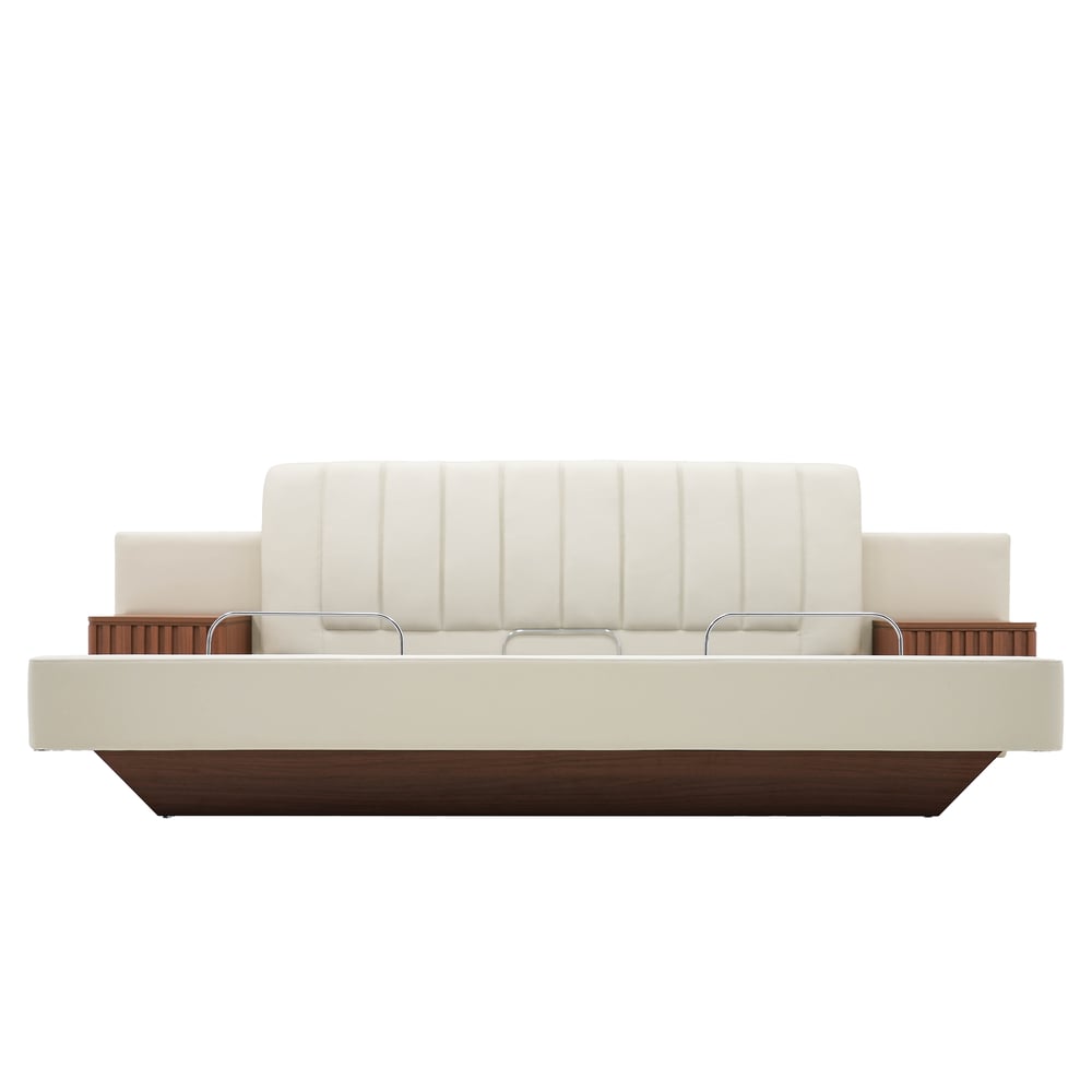 Genuine Leather Smart Bed Set With Adjustable Base And 2 Storage Nightstands window image