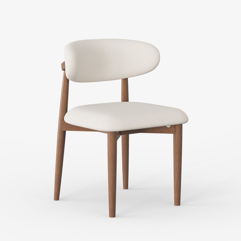 Nowoczesne krzesło do jadalni z drewna orzechowego i lnu, z nogami z drewna kauczukowego, 1 sztuka obraz okna