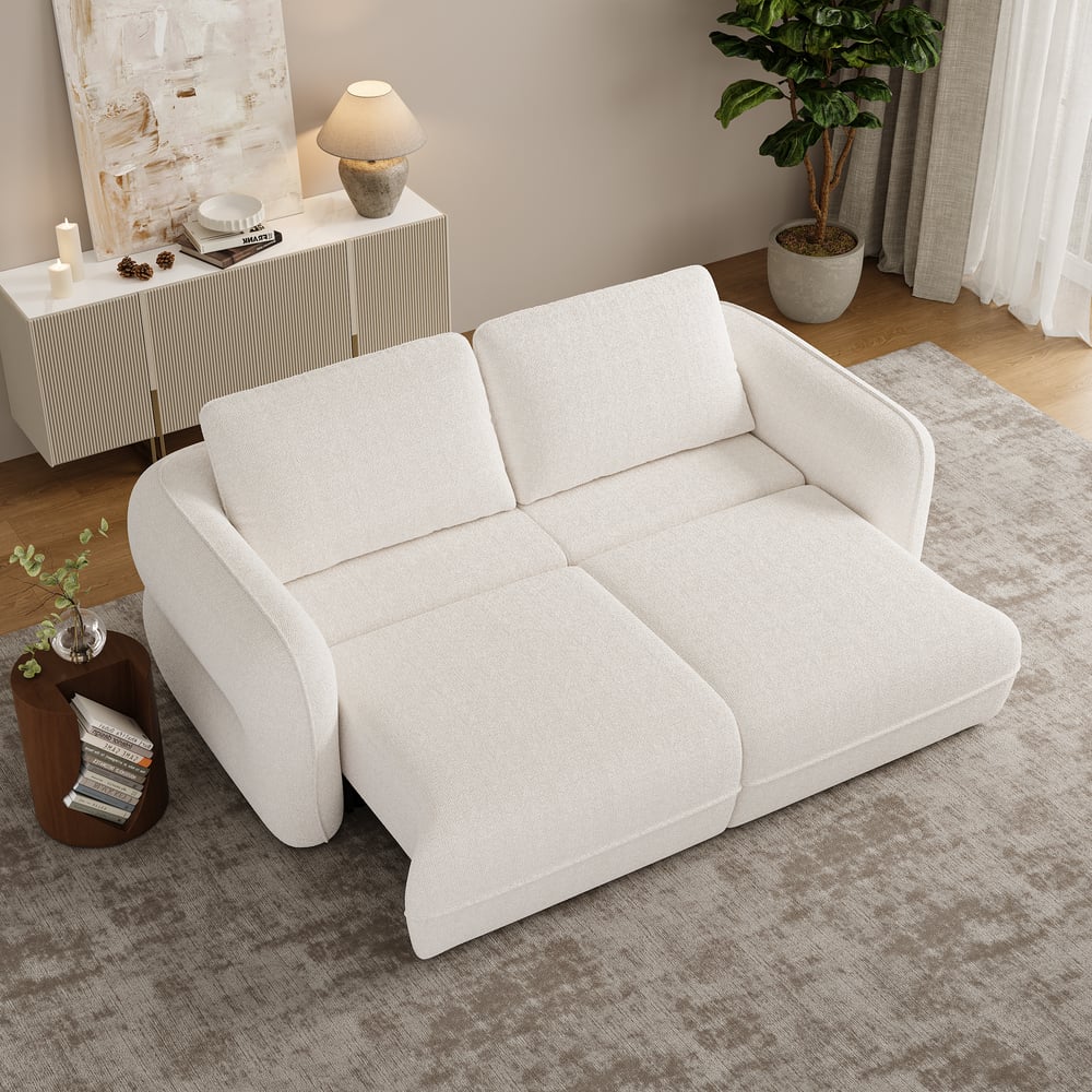 Modern 87" 2-Seater Chenille Power Convertible Sleeper Sofa with Remote Control window image