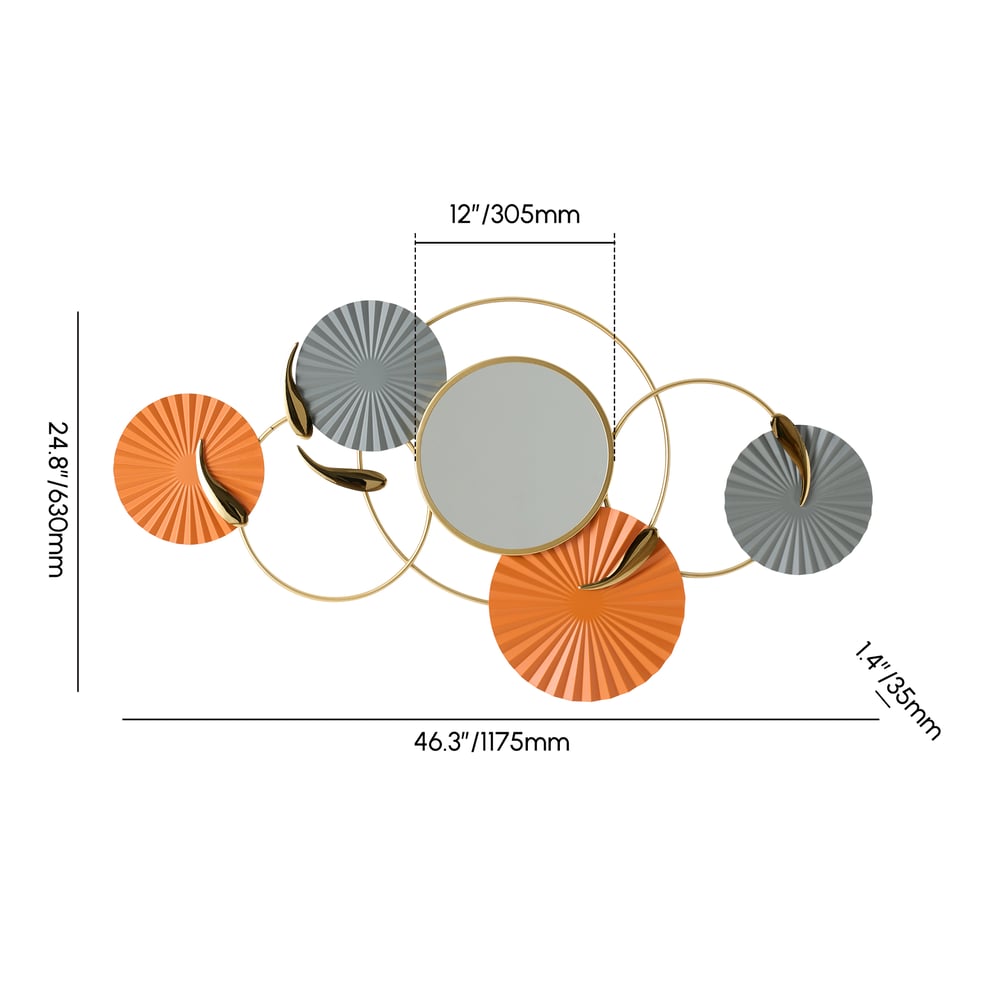 46" Modern Wall Mirror – Geometric Iron Art Decorative Mirror weights dimensions image