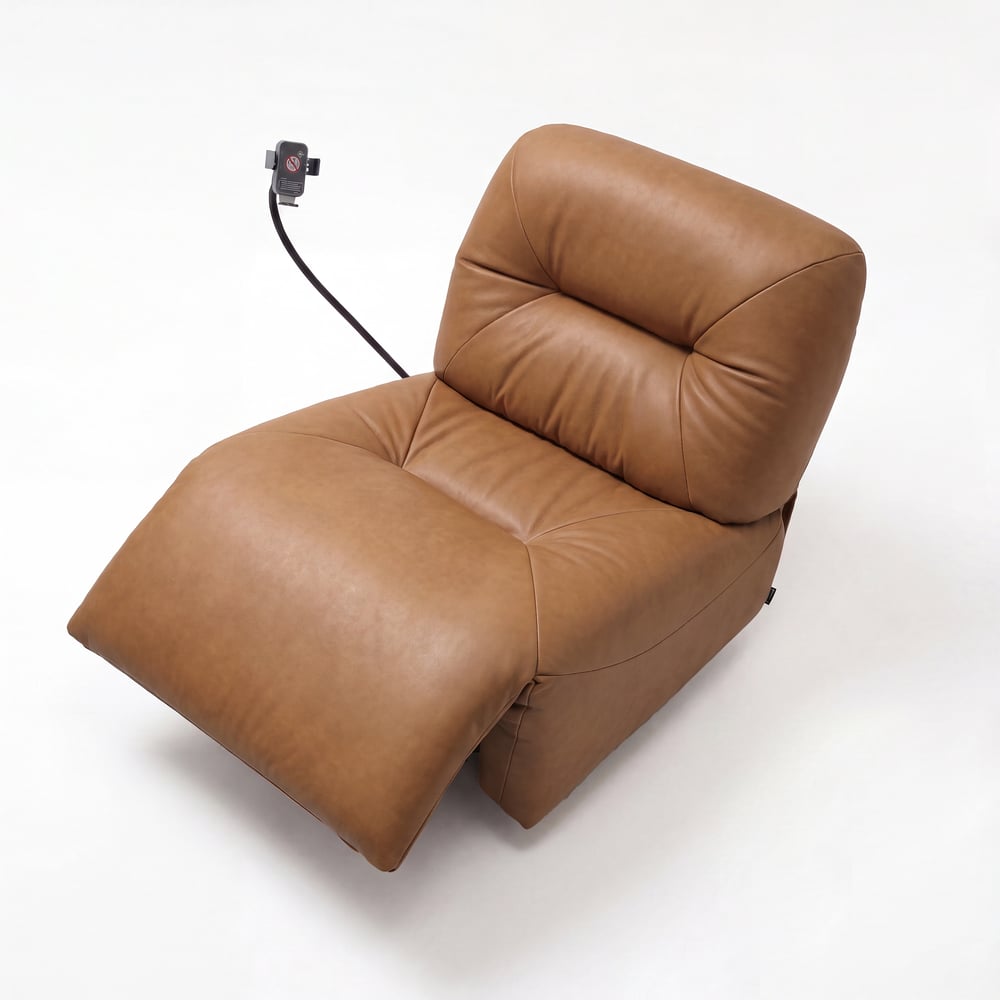 Leather Power Swivel Rocker Recliner Accent Chair with Phone Holder window image