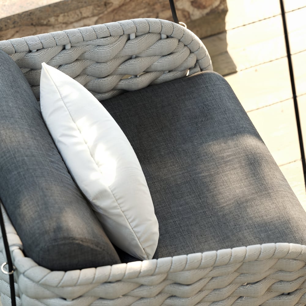 Cocaro Outdoor Rope Weave Aluminum Swing Chair with Cushion for 1 in Gray window image