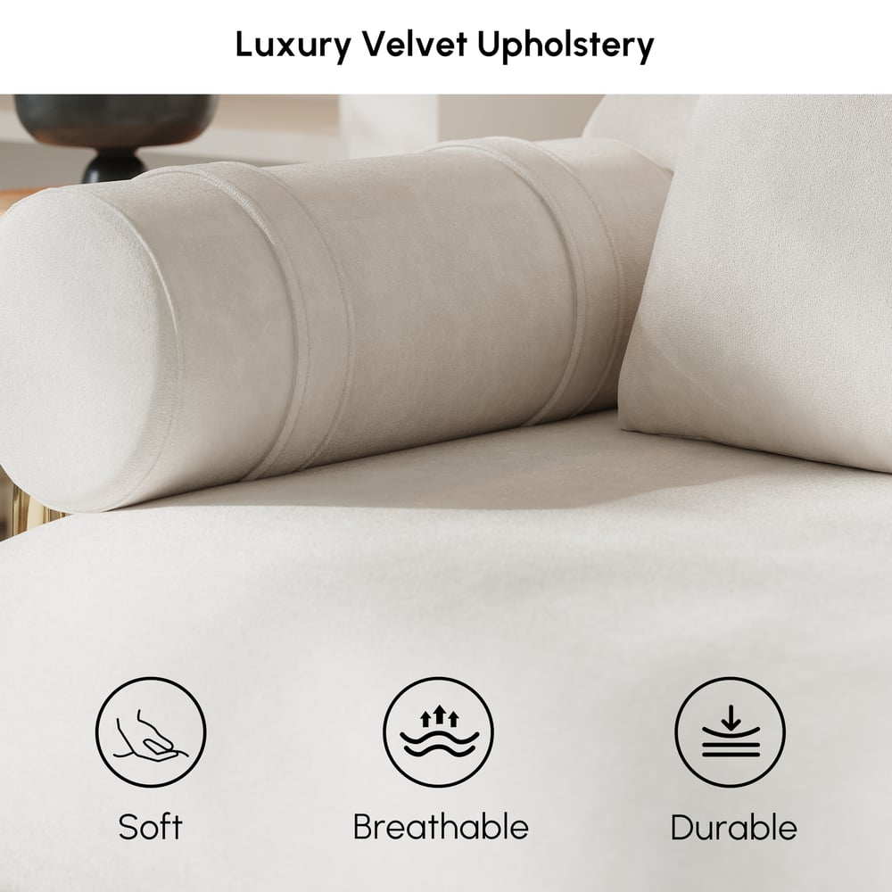 Sofá cama futón de terciopelo blanco tamaño queen de 67", sofá cama 4 en 1 Imagen de ventana