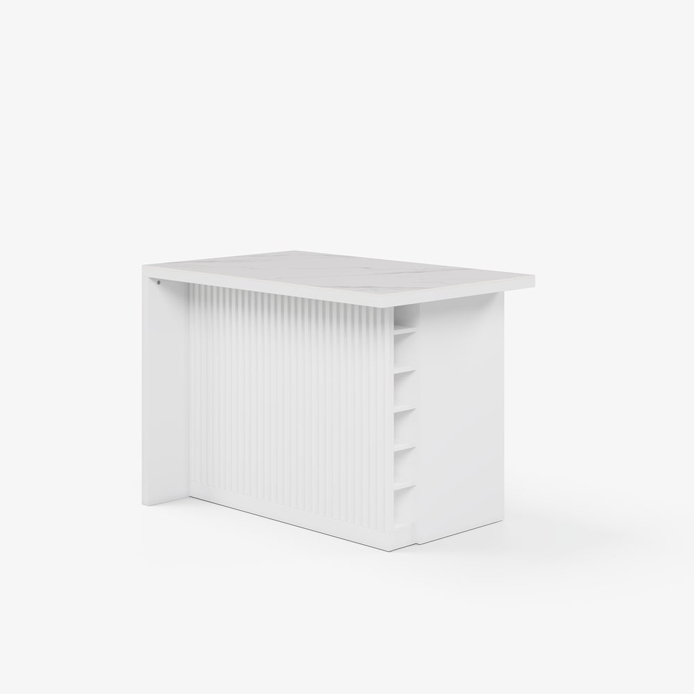 Modern 1270mm Glossy Sintered Stone Kitchen Island with Storage, White window image