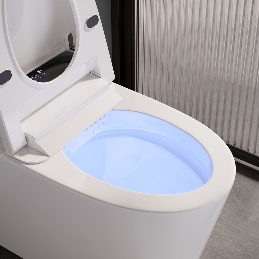 Smart Bidet Toilet with Built-in Tank, Foam Shield, ADA Seat Height, Auto-Open Lid window image