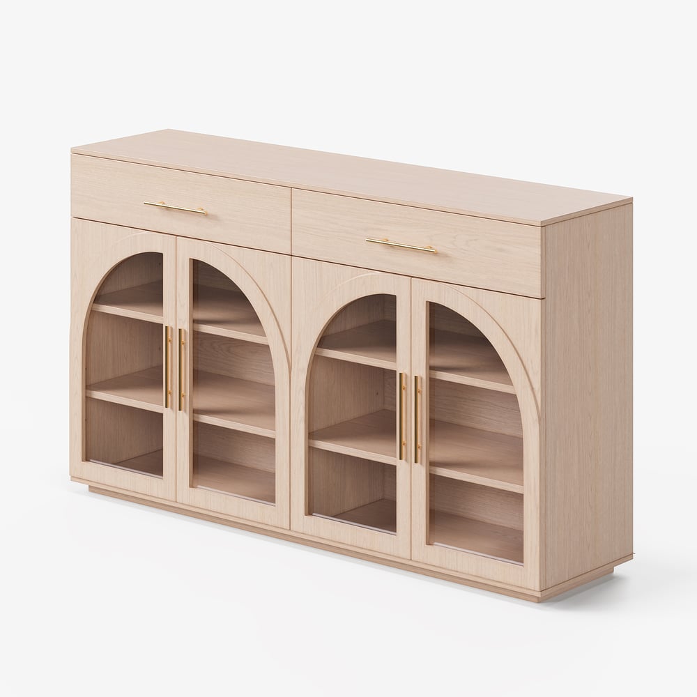 Arune 63" Natural Wood Sideboard with Storage & LED Lights window image