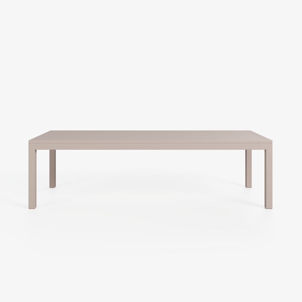 Wevara 104" Sand-Finished Aluminum Slatted Outdoor Dining Table in Sand window image