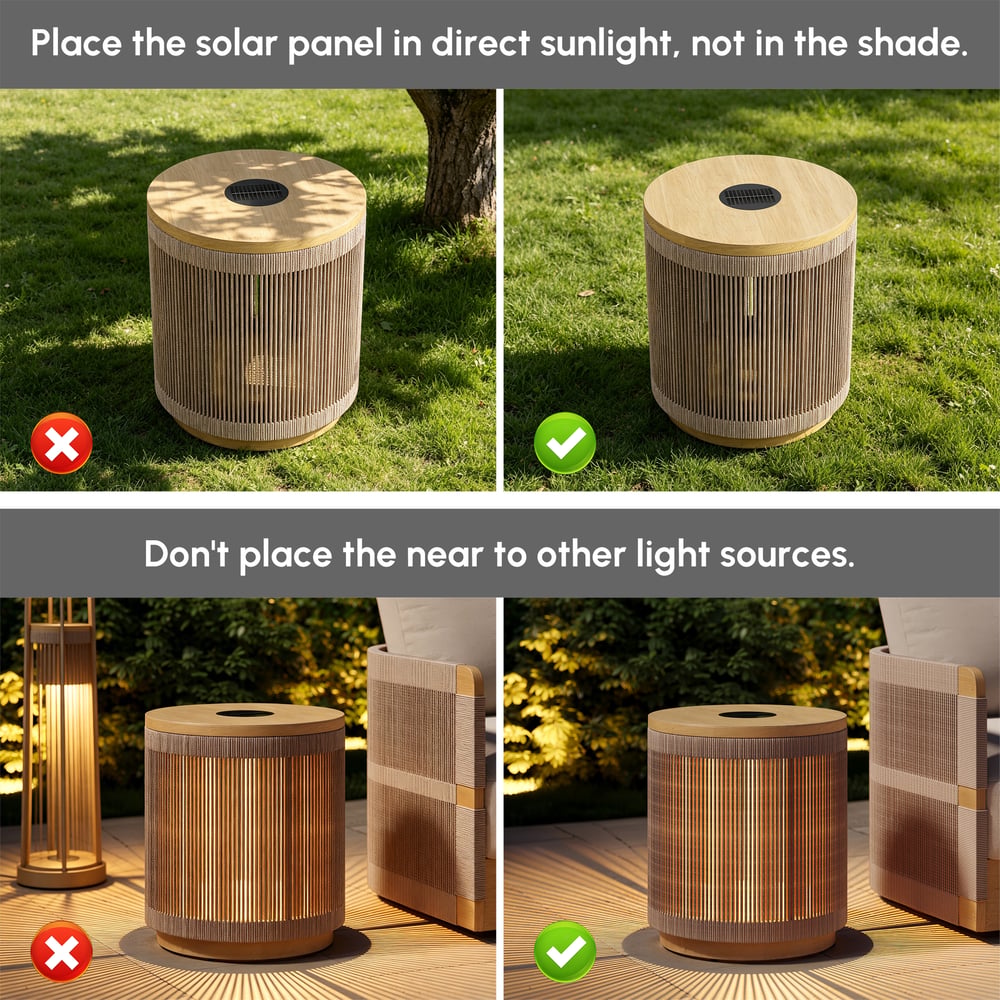 Costra Outdoor Handwoven Rope & Aluminum Storage Side Table with LED window image