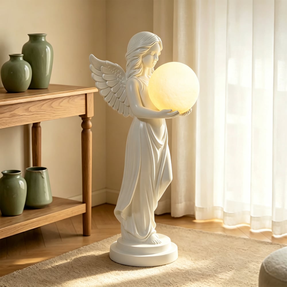 Angel Statue with Decorative Light Globe & Remote Control window image
