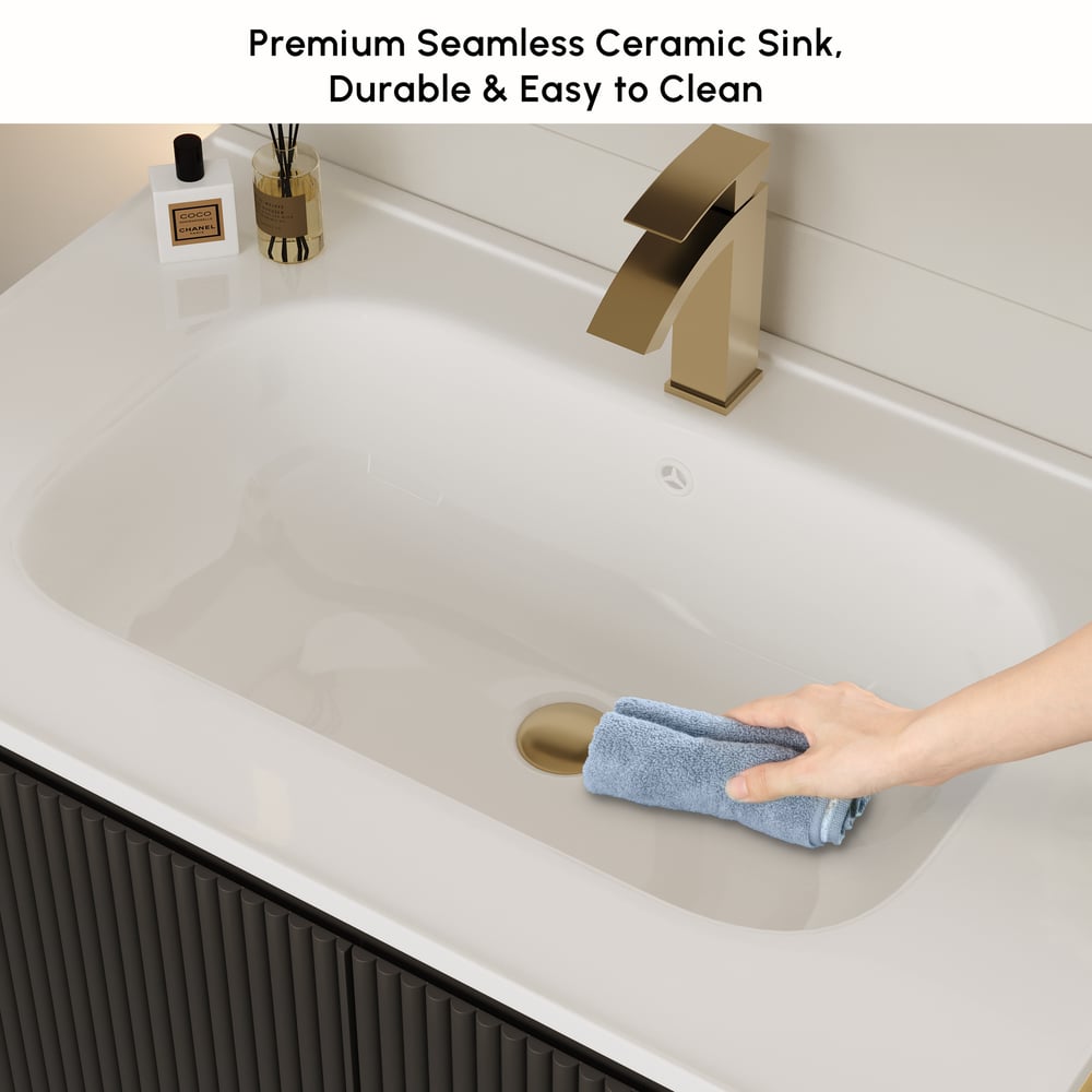 Modern 31.5" Floating Bathroom Vanity with Sink, Soft LED, Ample Storage window image