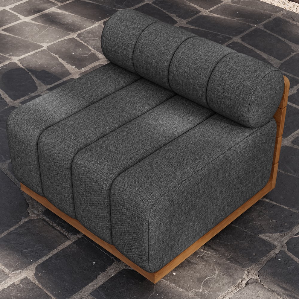 Resaro Teak Outdoor Swivel Chair Dark Gray window image