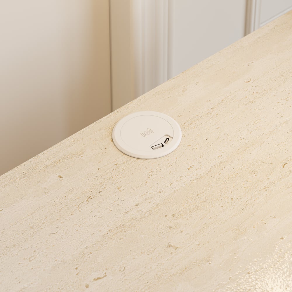 20" Smart 2-Drawer Nightstand with Sintered Stone Top & Charging Station window image