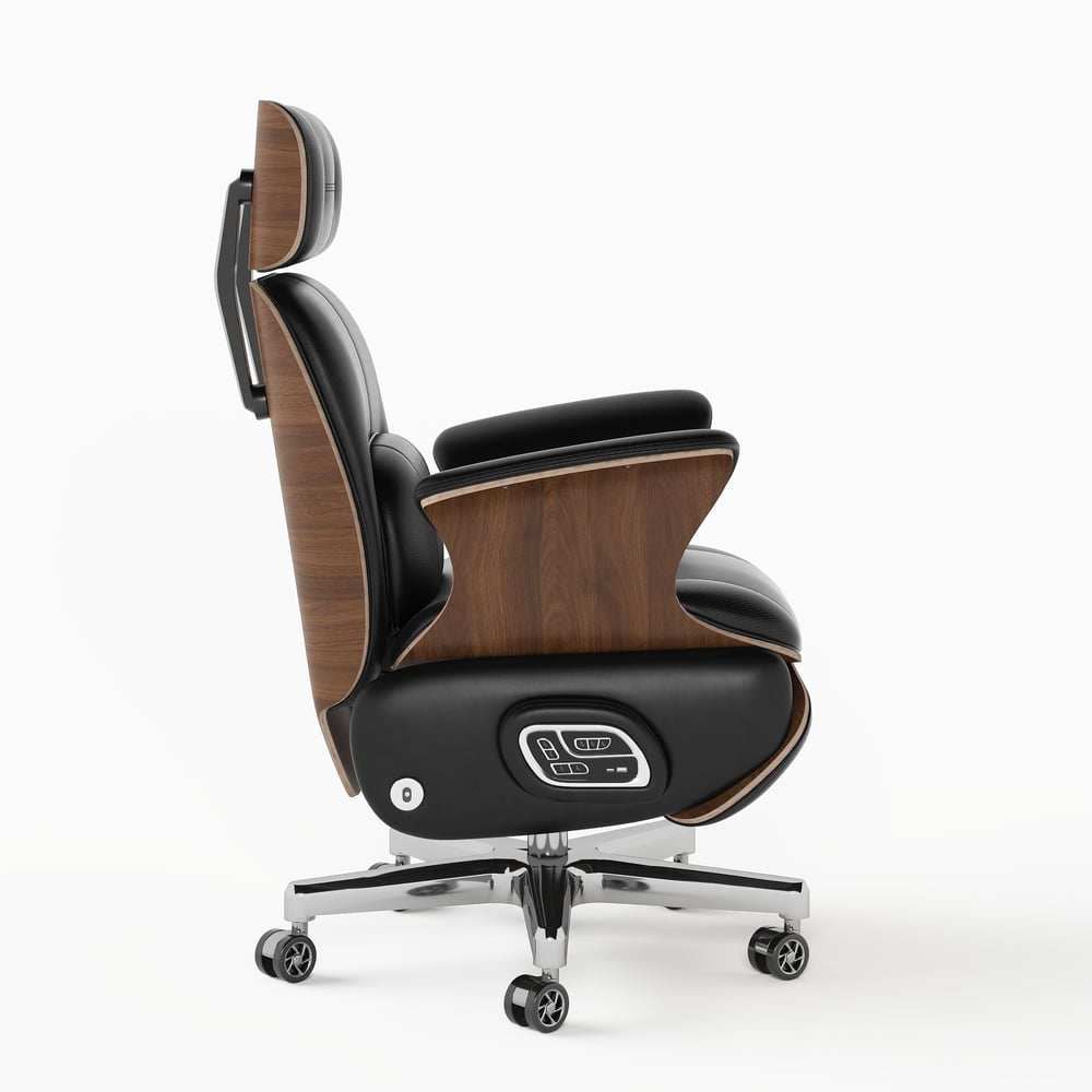 Black Genuine Leather Power Reclining Executive Office Chair Swivel Office Desk Chair window image