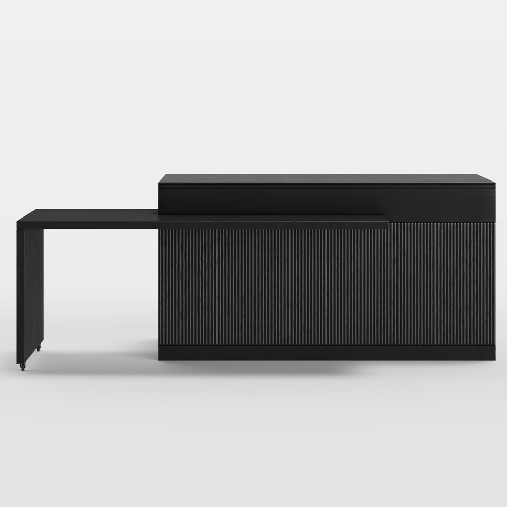 205 - 270 cm Extendable Matte Sintered Stone Kitchen Island with Storage, Black window image
