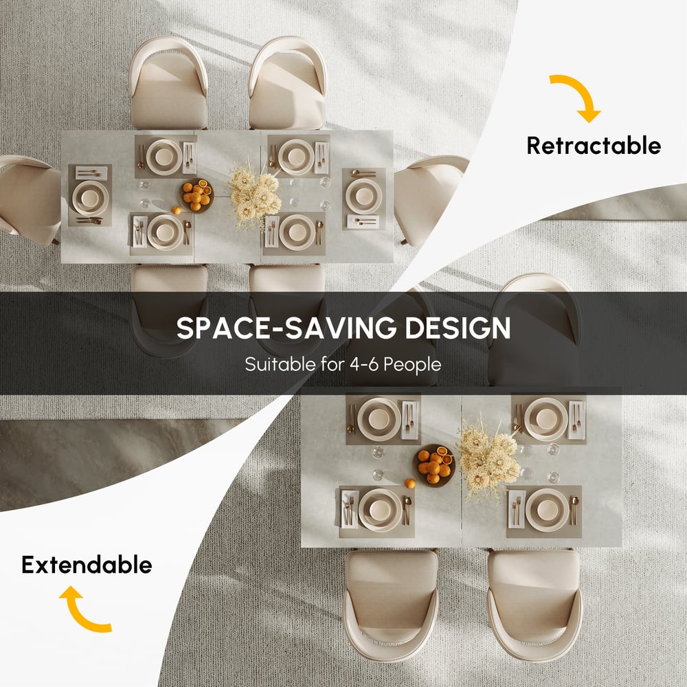 Dining Set 63"-79" Extendable Wood Dining Table with 4 Chairs window image