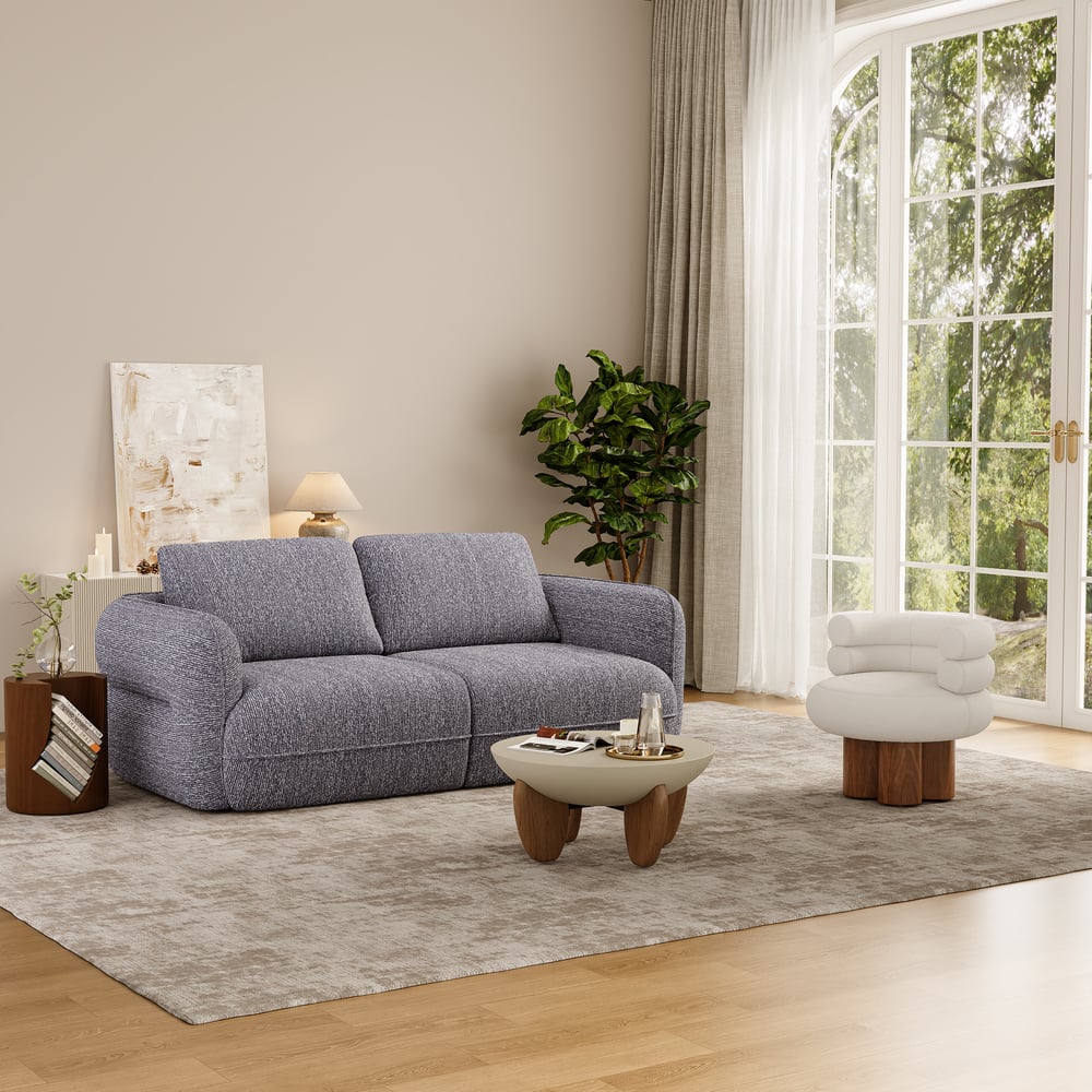 Modern 87" 2-Seater Chenille Power Convertible Sleeper Sofa with Remote Control window image