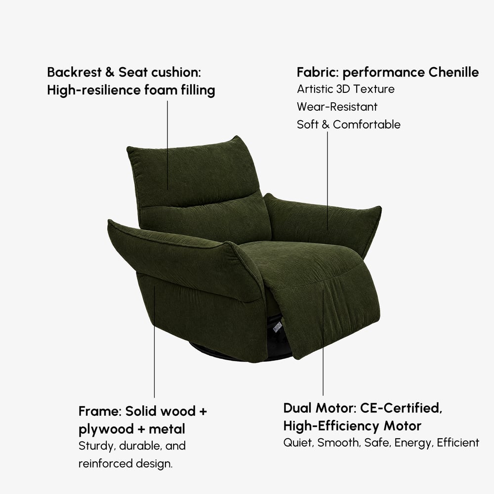 Florvia Chenille Dual-Motor Reclining Lounge Chair window image