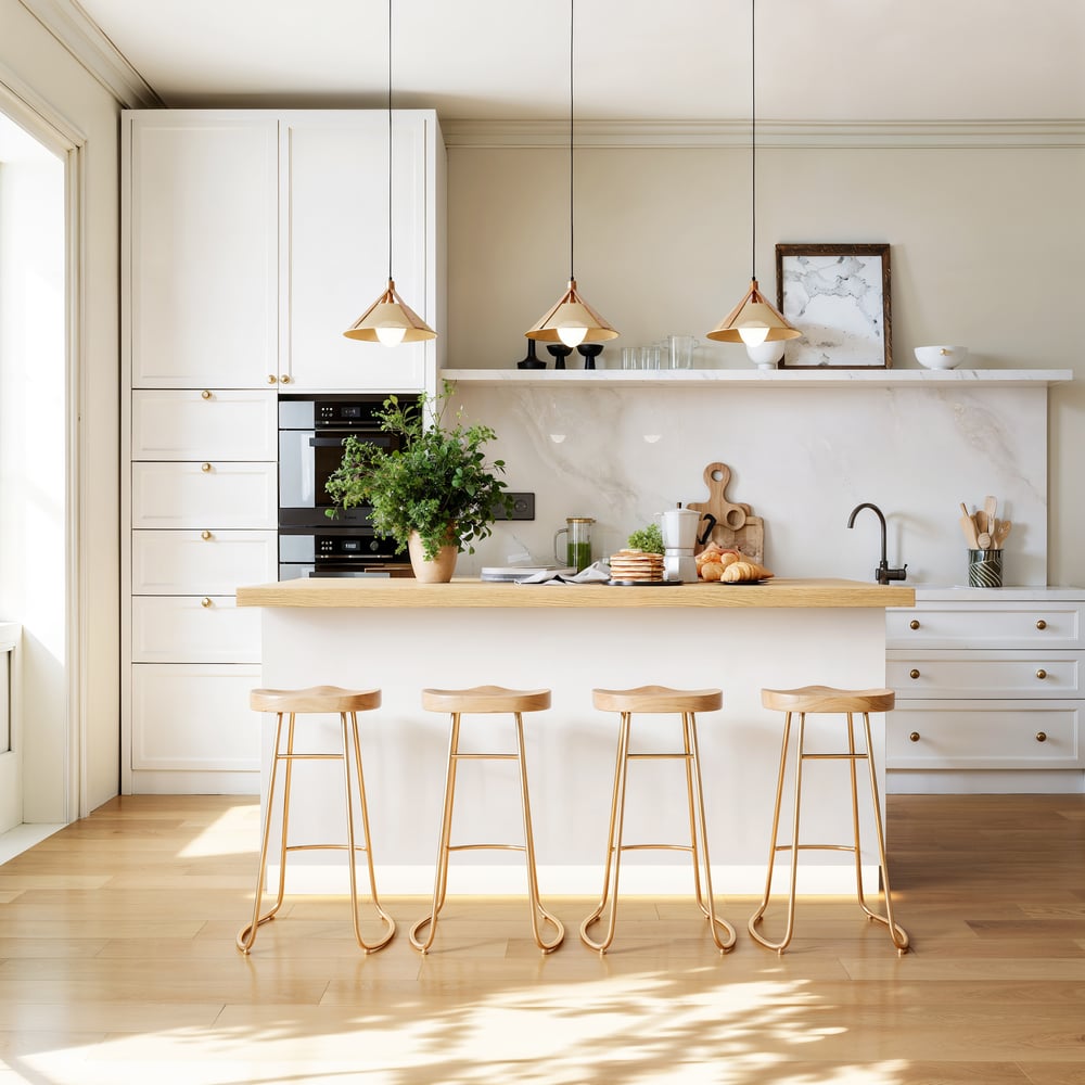 72" Japandi Style Wood Kitchen Island with Multi-Storage and LED Light Natural & White window image