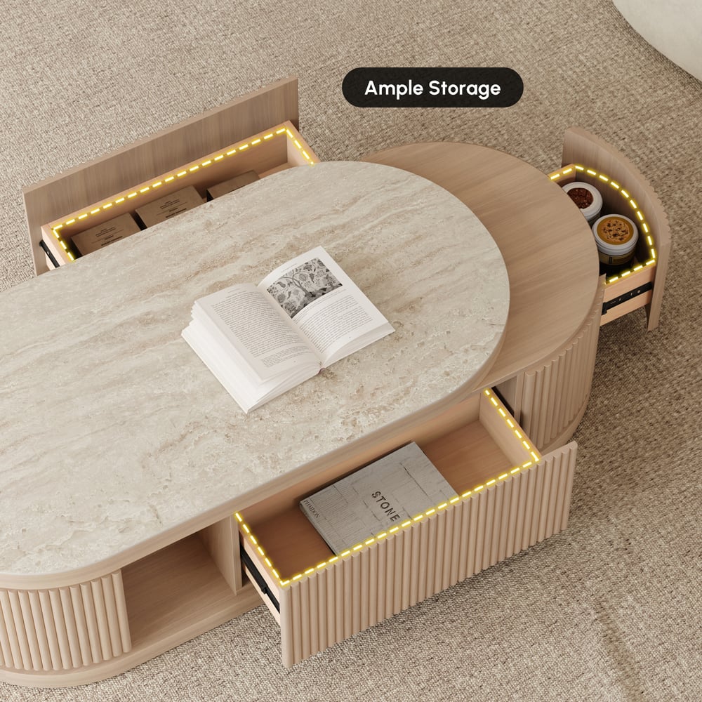 Velar 47"-67" Extendable Coffee Table with Sintered Stone Top and Storage window image