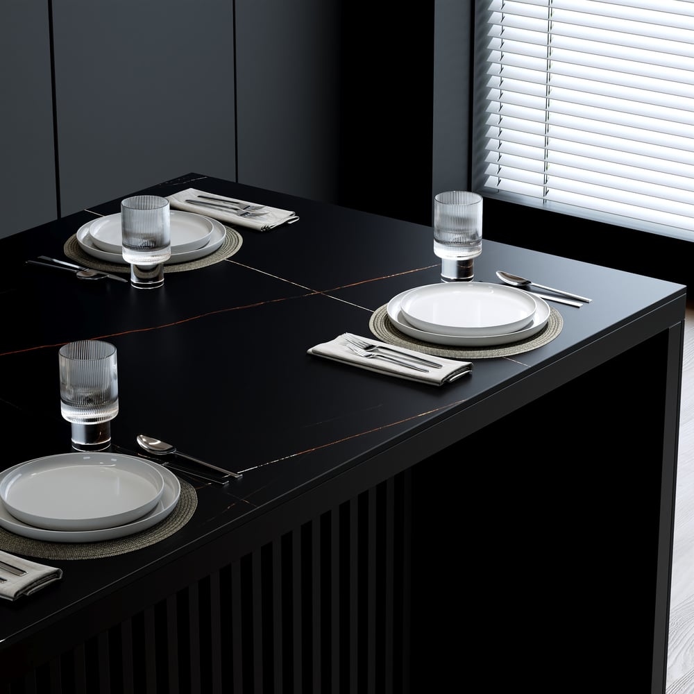 Moderne 50" Matt Sintered Stone Kücheninsel mit Stauraum, Schwarz Schaufensterbilder