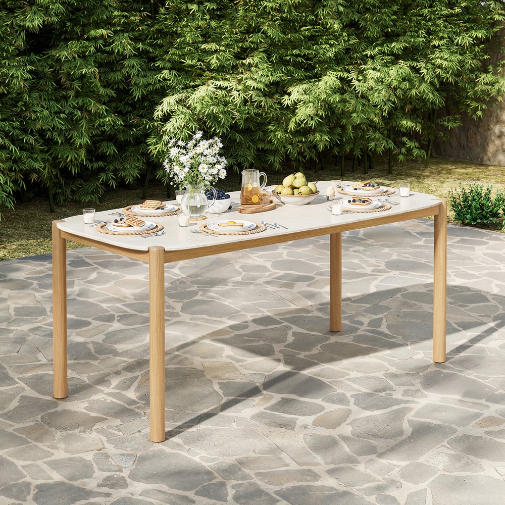 Boheva Outdoor Concrete & Teak Outdoor Dining Table window image