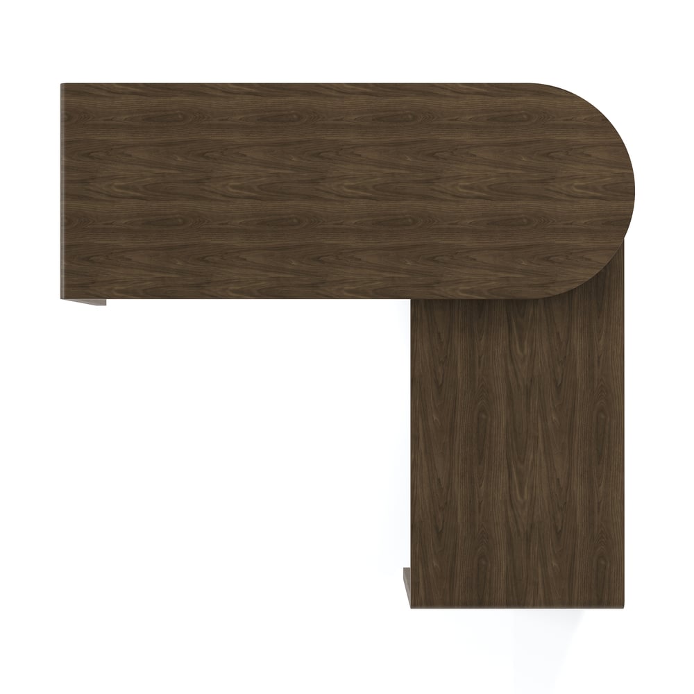 Modern 60" L-Shaped Walnut Office Desk with Drawers, Rotating Design window image
