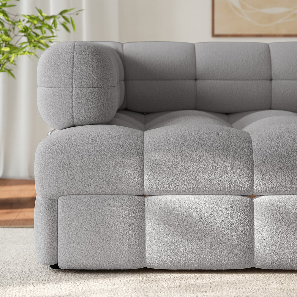 76" Queen 3-Seater Boucle Convertible Sleeper Sofa window image