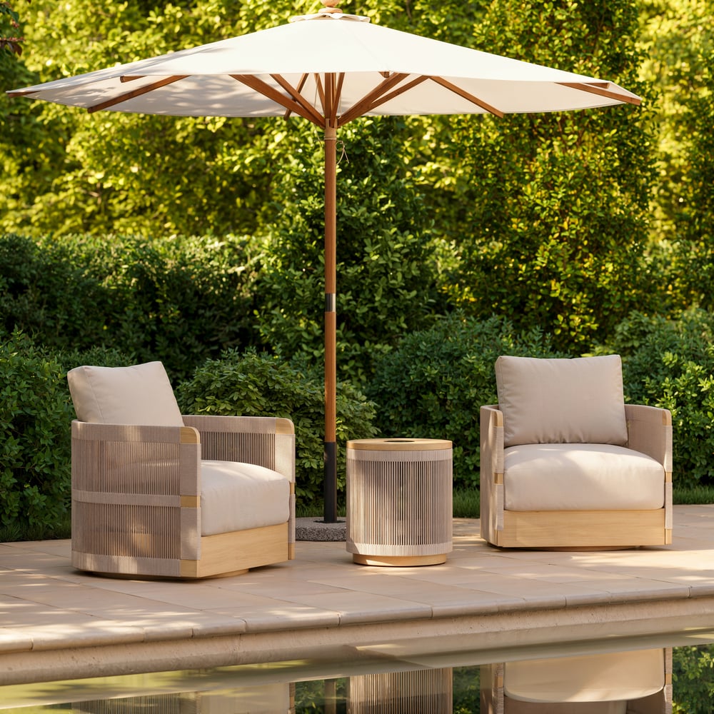 Costra Outdoor Handwoven Rope & Aluminum Storage Side Table with LED window image