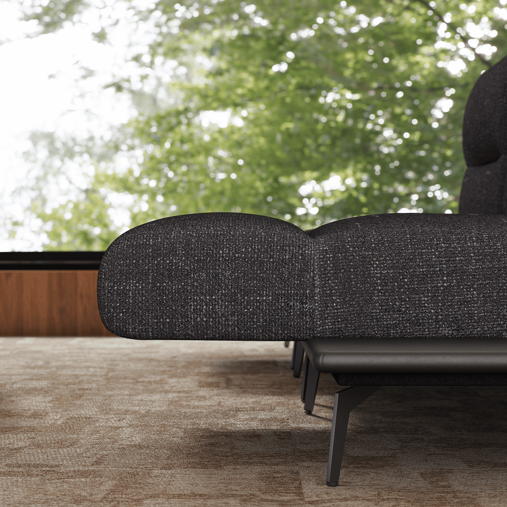 136" Yarn-Dyed Fabric and Faux Leather Reclining Sofa with Metal Legs window image