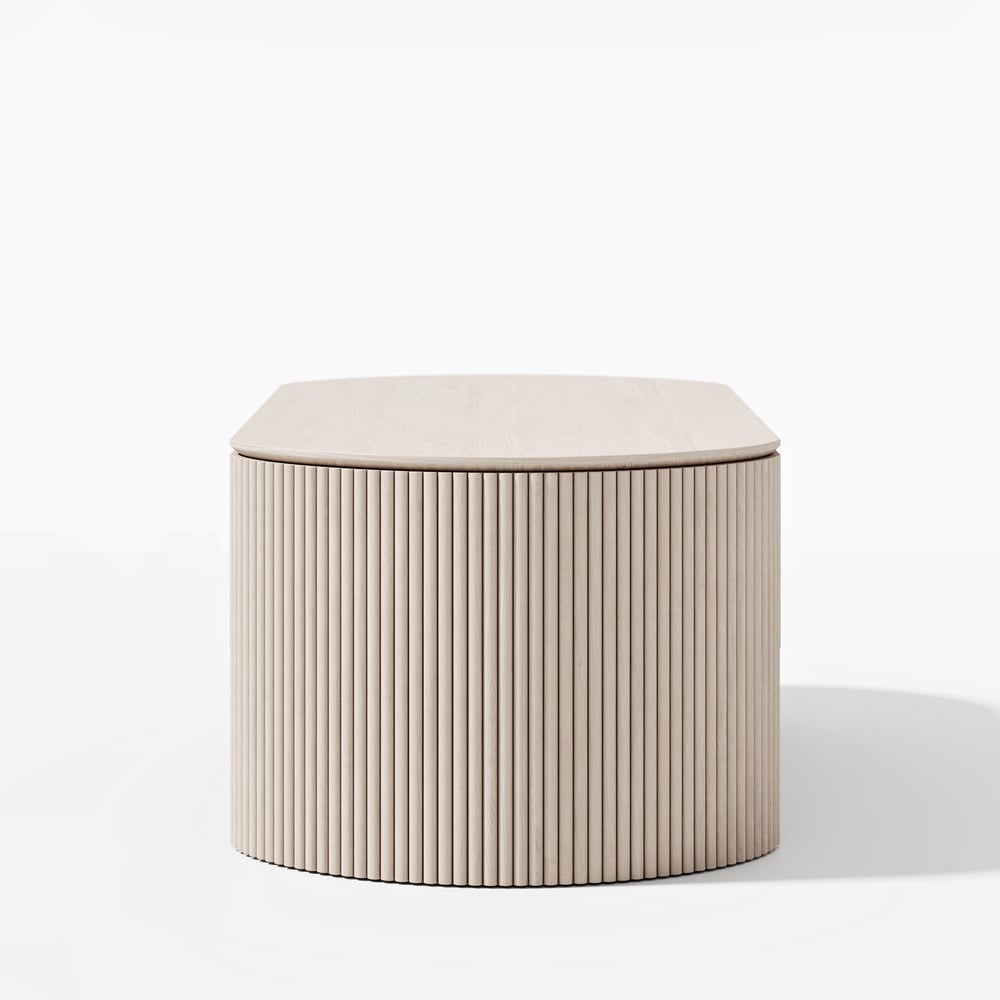 Mesa de Centro Retrátil Oval de 47" Mid-Century Modern Imagem da janela