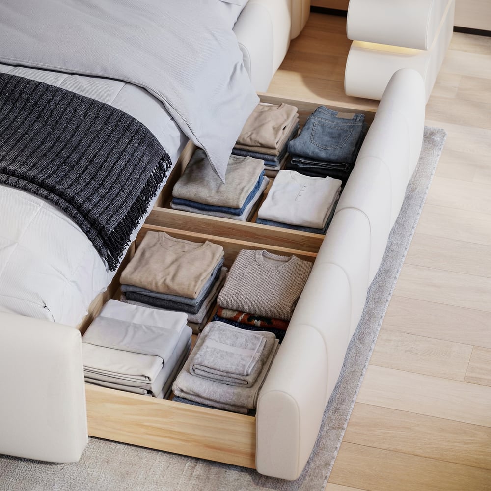 Humply Queen Faux Leather Storage Bed with Drawers window image