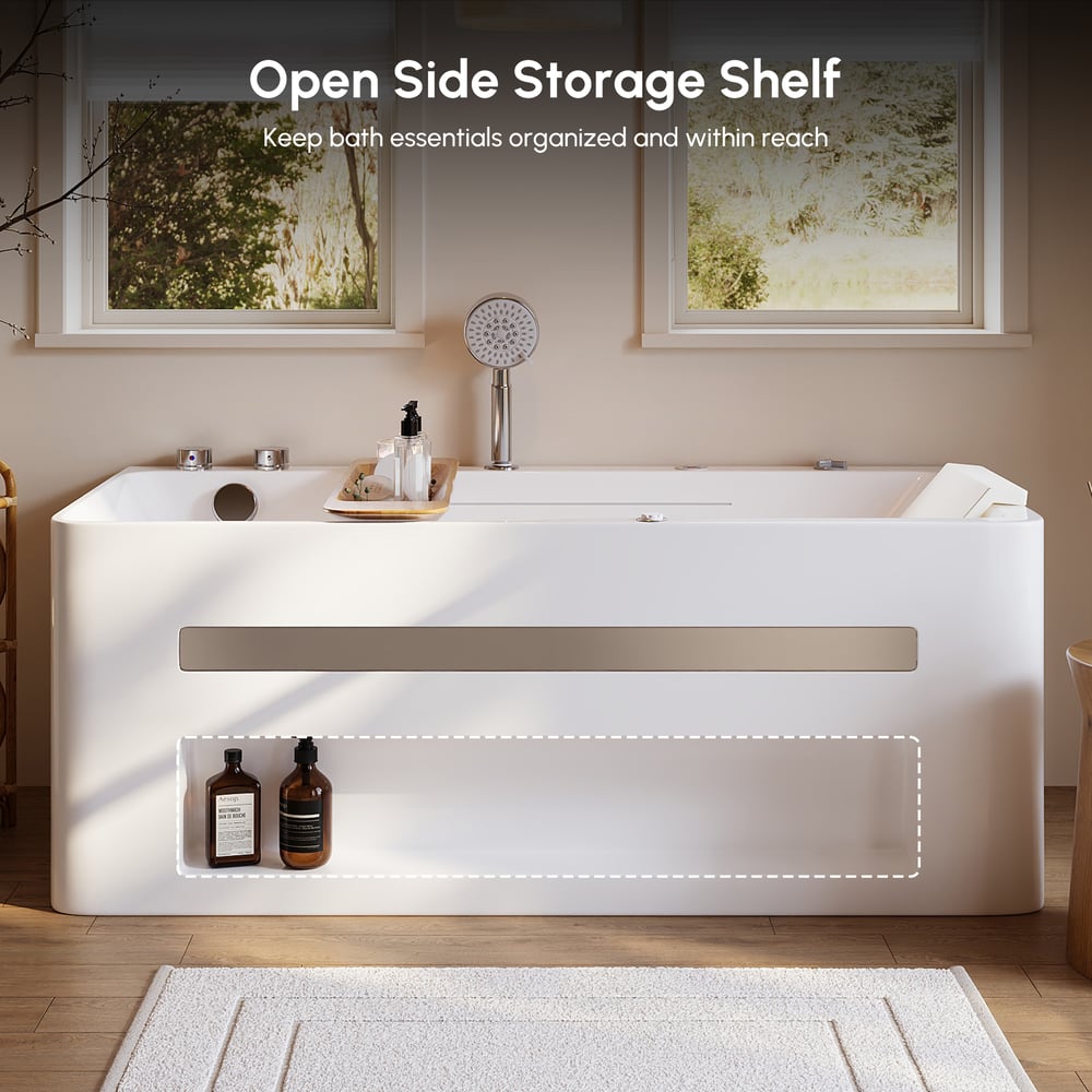 Baignoire balnéo de 150 cm avec contrôle thermostatique, jets de massage et éclairage LED image de fenêtre