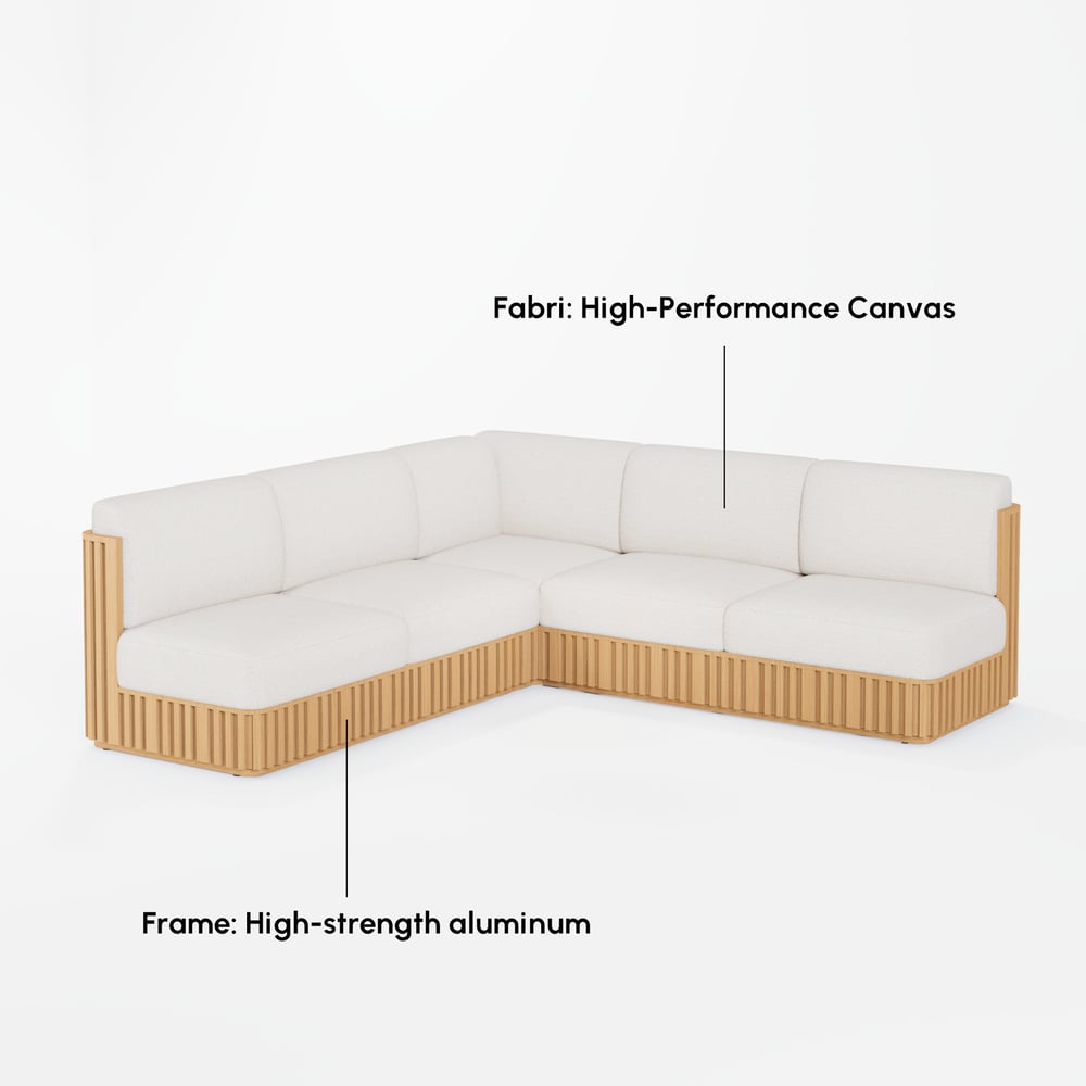 Flutera 3-Piece Outdoor Fluted Aluminum Sectional Sofa Set window image