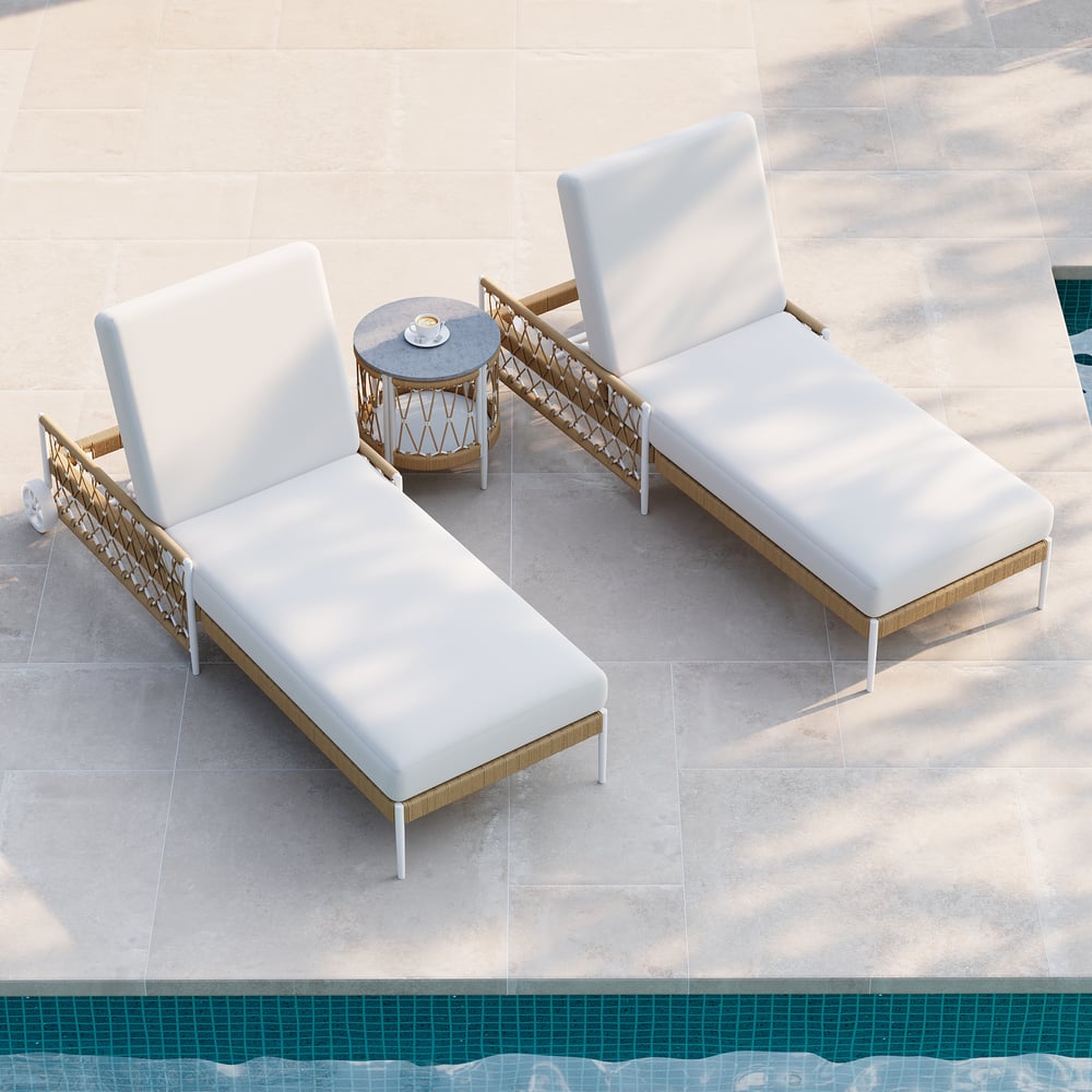 79.5" Ropipe Outdoor Rope-Woven Lounge Chair with Adjustable Backrest & Wheels window image