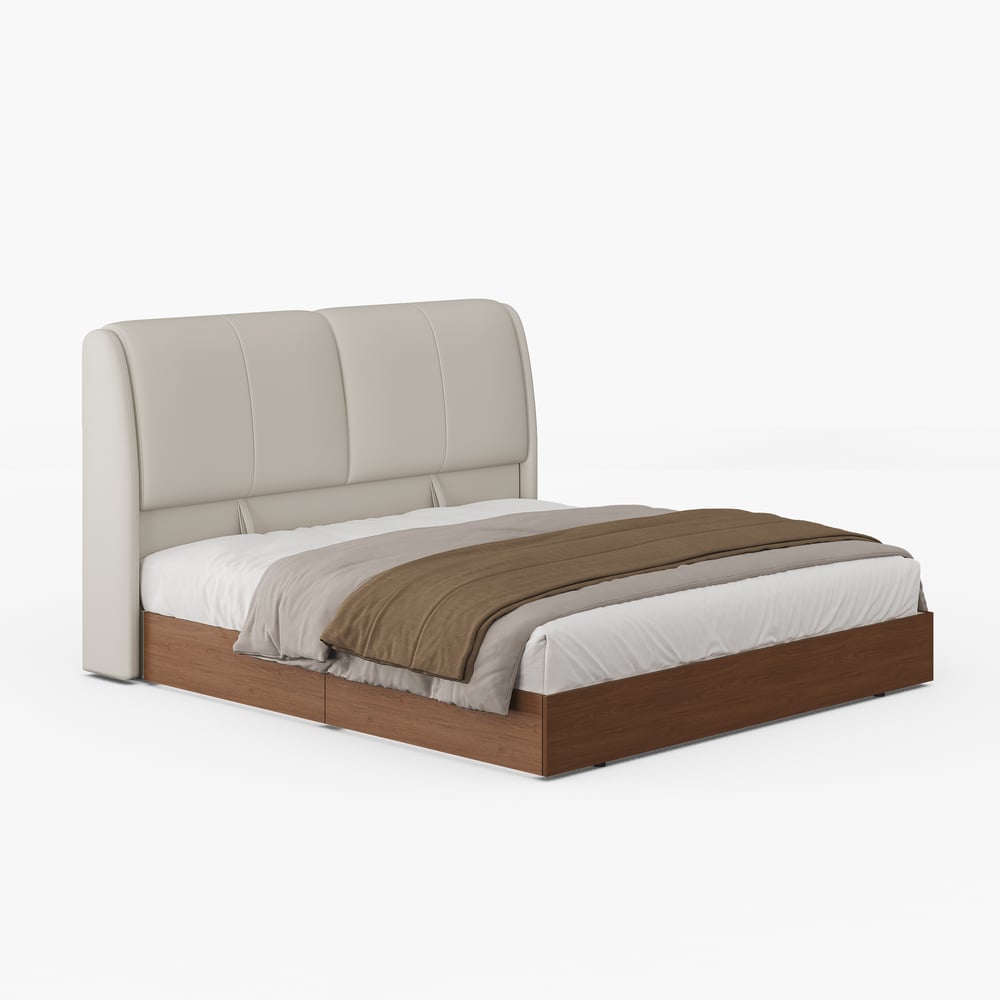 King Genuine Leather Storage Bed with Adjustable Headboard window image