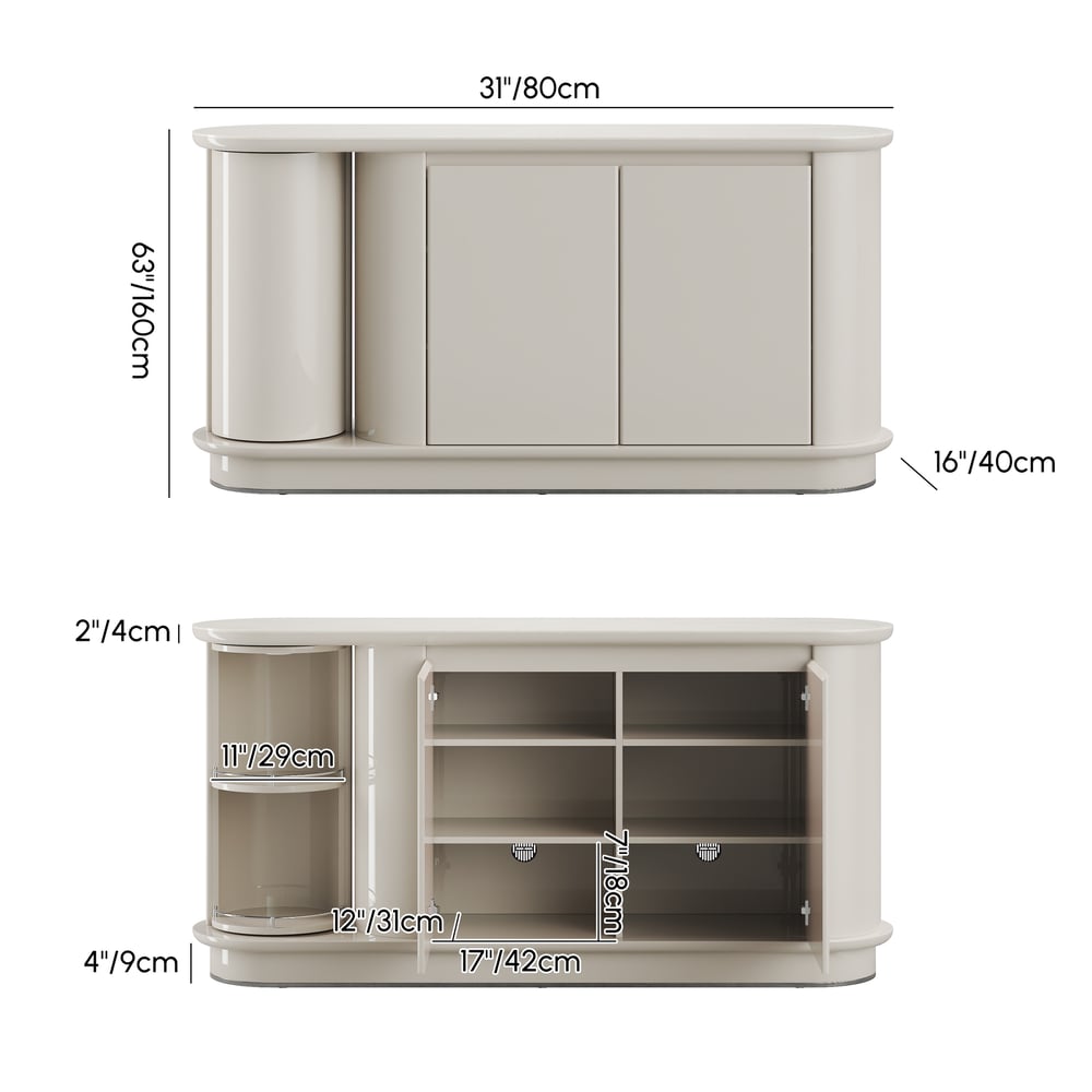 63" Faux Travertine Sintered Stone Sideboard weights dimensions image