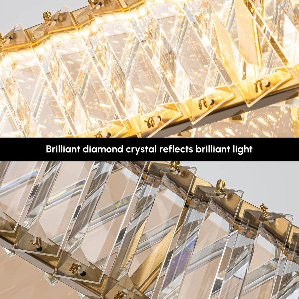 Linear Crystal Kitchen Island Pendant Light with Remote, 3-CCT Dimmable LED window image