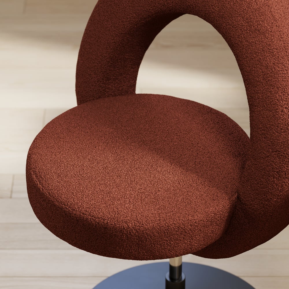 Tabouret de vanité réglable moderne en bouclé rouille avec dossier image de fenêtre