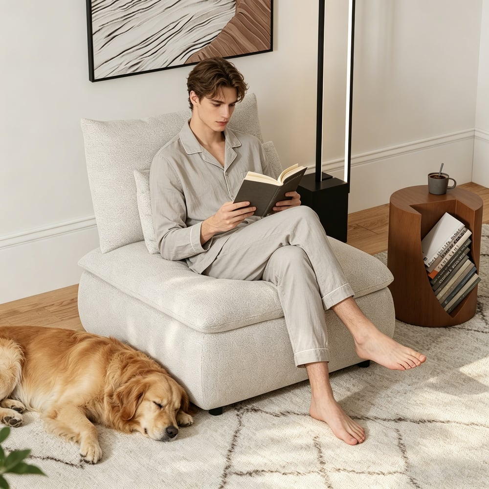 36" Chenille Slipper Accent Chair with Hidden Storage & Removable Backrest window image
