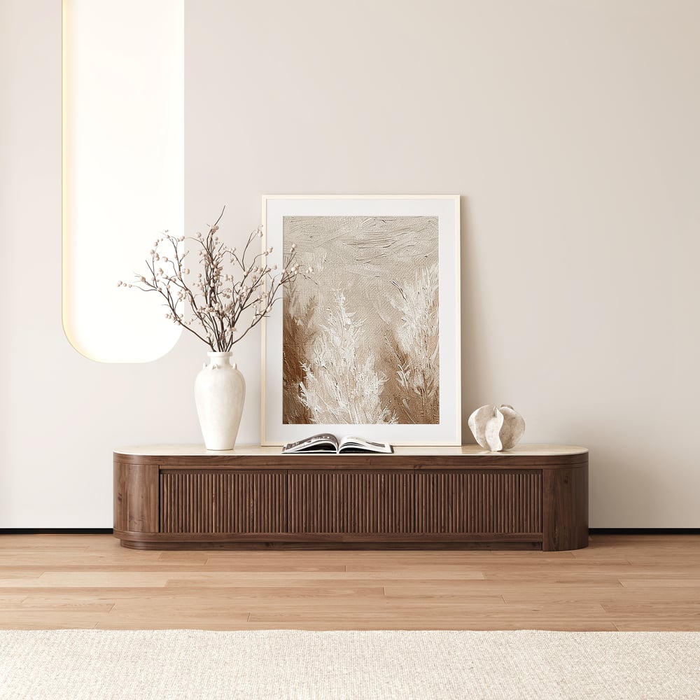 Rack de TV Extensível Velar 71"-114" com Tampo de Pedra Sinterizada e 3 Gavetas Imagem da janela