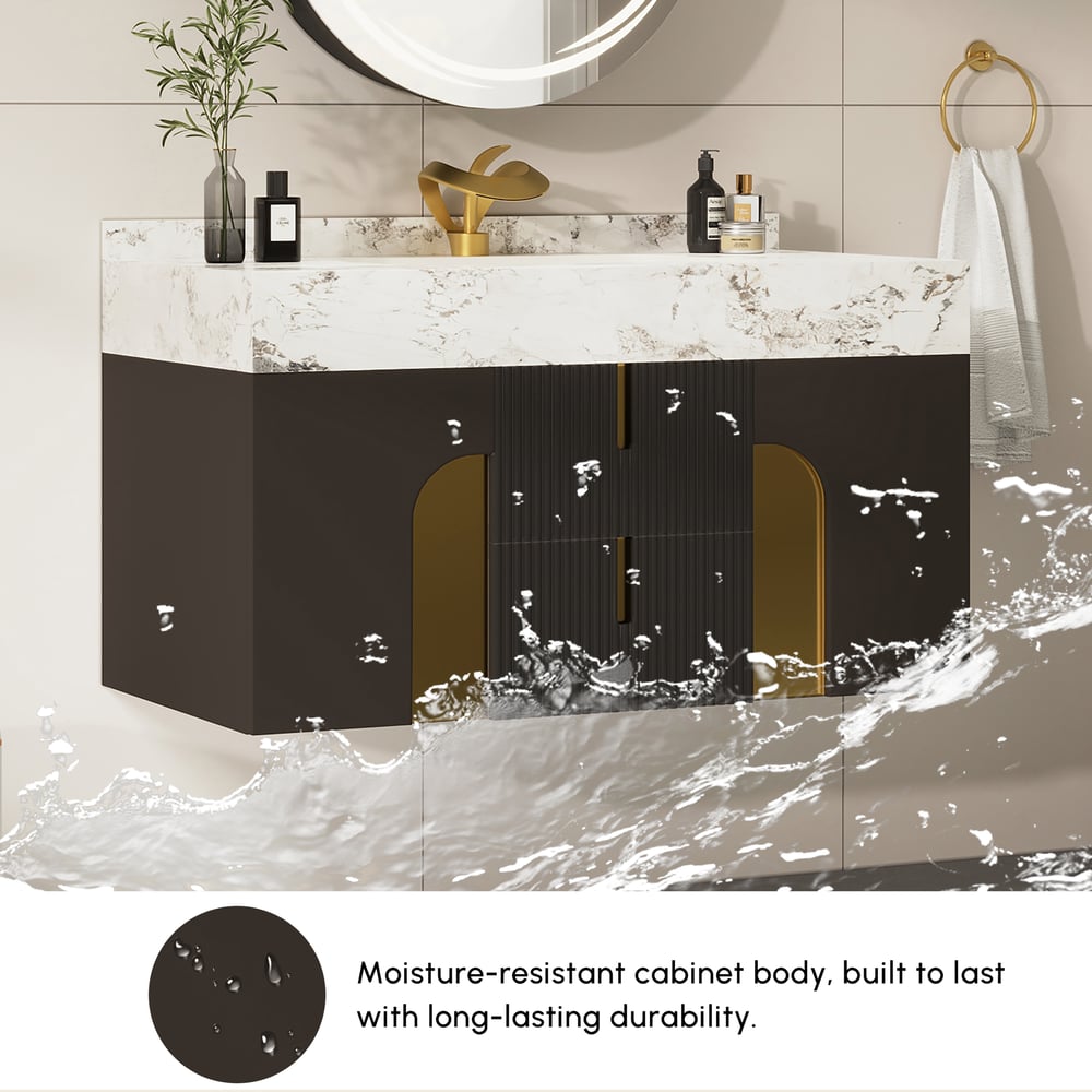 Artis 149cm Tall Bathroom Storage Cabinet & 92cm Wall-Mounted Single Vanity Set window image