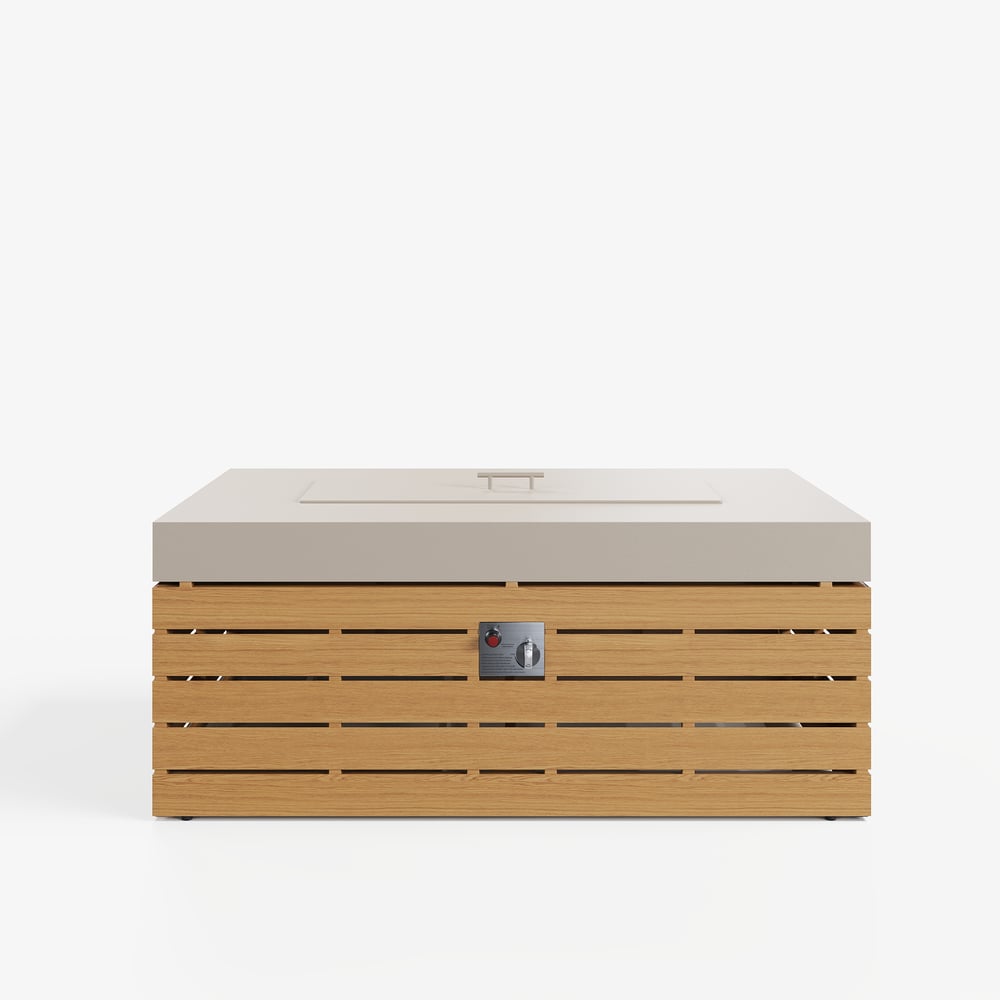 Table de foyer au propane en métal sans fumée Tevara avec couvercle pour terrasse extérieure image de fenêtre