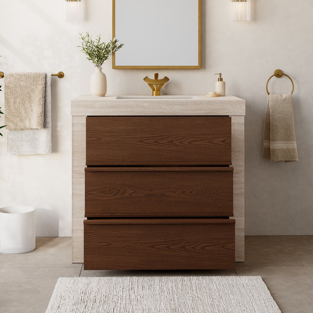 36" Single Bathroom Vanity with Ceramic Sink, Sintered Stone Top window image