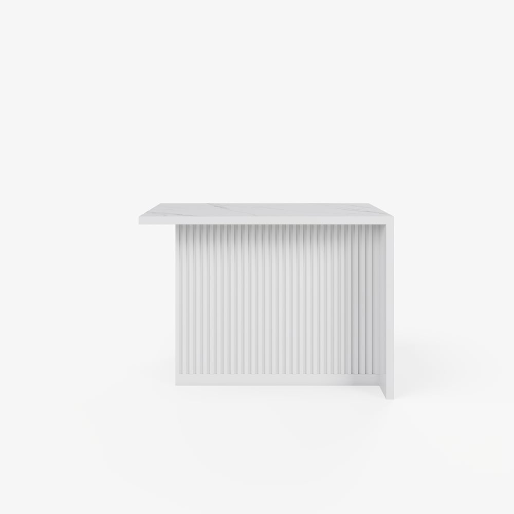 Îlot de cuisine moderne de 50 pouces en placage de marbre avec grand espace de rangement, blanc image de fenêtre