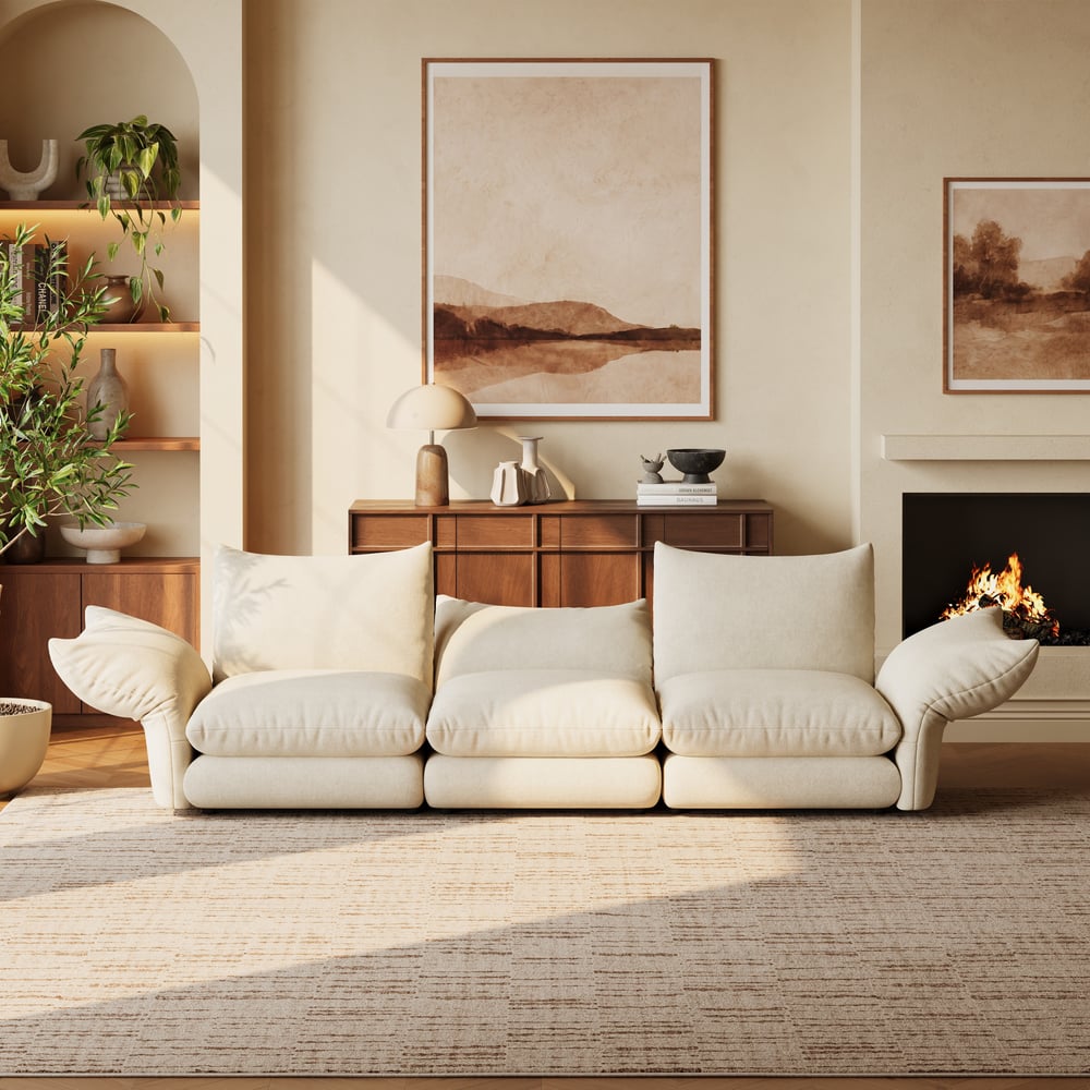281cm 3-Piece Chenille Sectional Sofa with Adjustable Armrests & Backrest window image