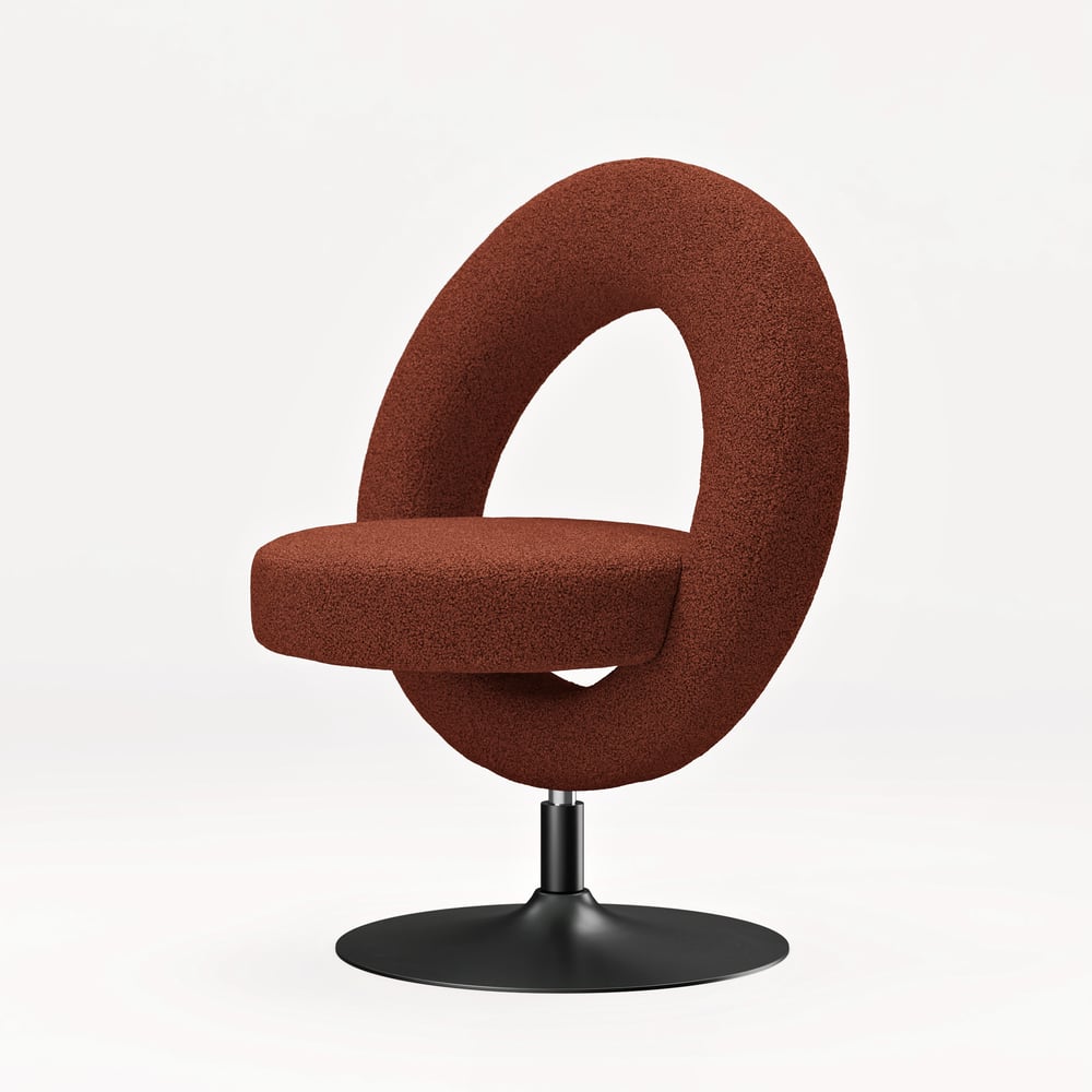 Tabouret de vanité réglable moderne en bouclé rouille avec dossier image de fenêtre