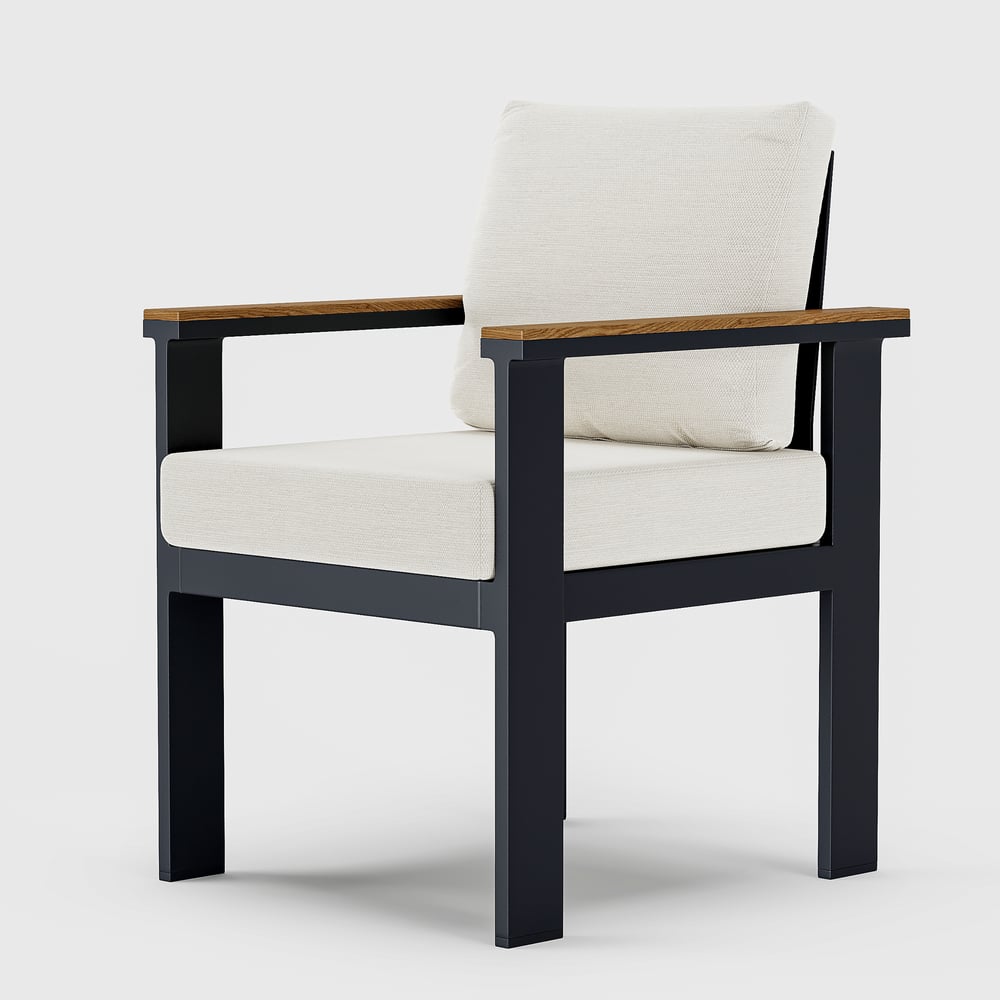 Tevara Outdoor Teak & Aluminium Dining Chairs in White, Set of 2 window image