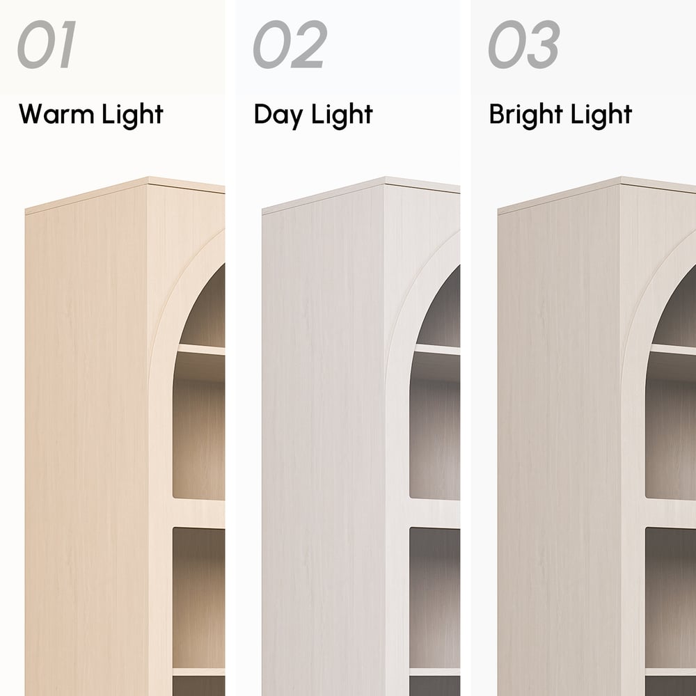 Arune Whitewash Glass Tall Display Cabinet with Drawers & LED window image