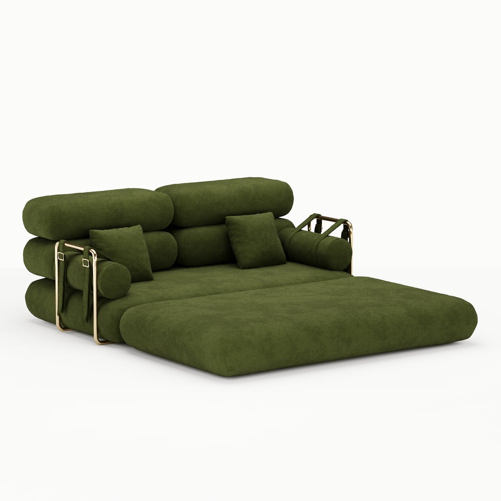 Canapé-lit convertible Humply 170 cm 2 places en velours chenille 4 en 1 image de fenêtre