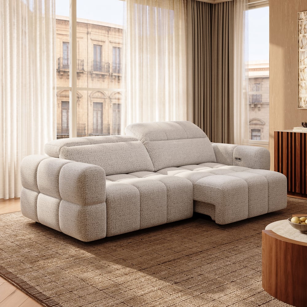 Performance Chenille Power Sleeper Sofa with Adjustable Headrests window image